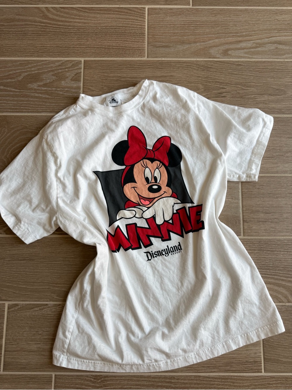 Disney Minnie Mouse White Tee with Red & Black Graphic